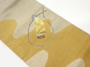 手織り紬たけのこ模様刺繍名古屋帯